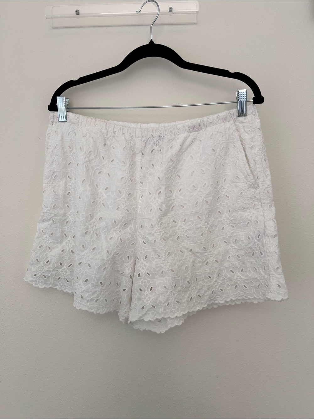 White Eyelet Lace High-Waist Women’s Shorts